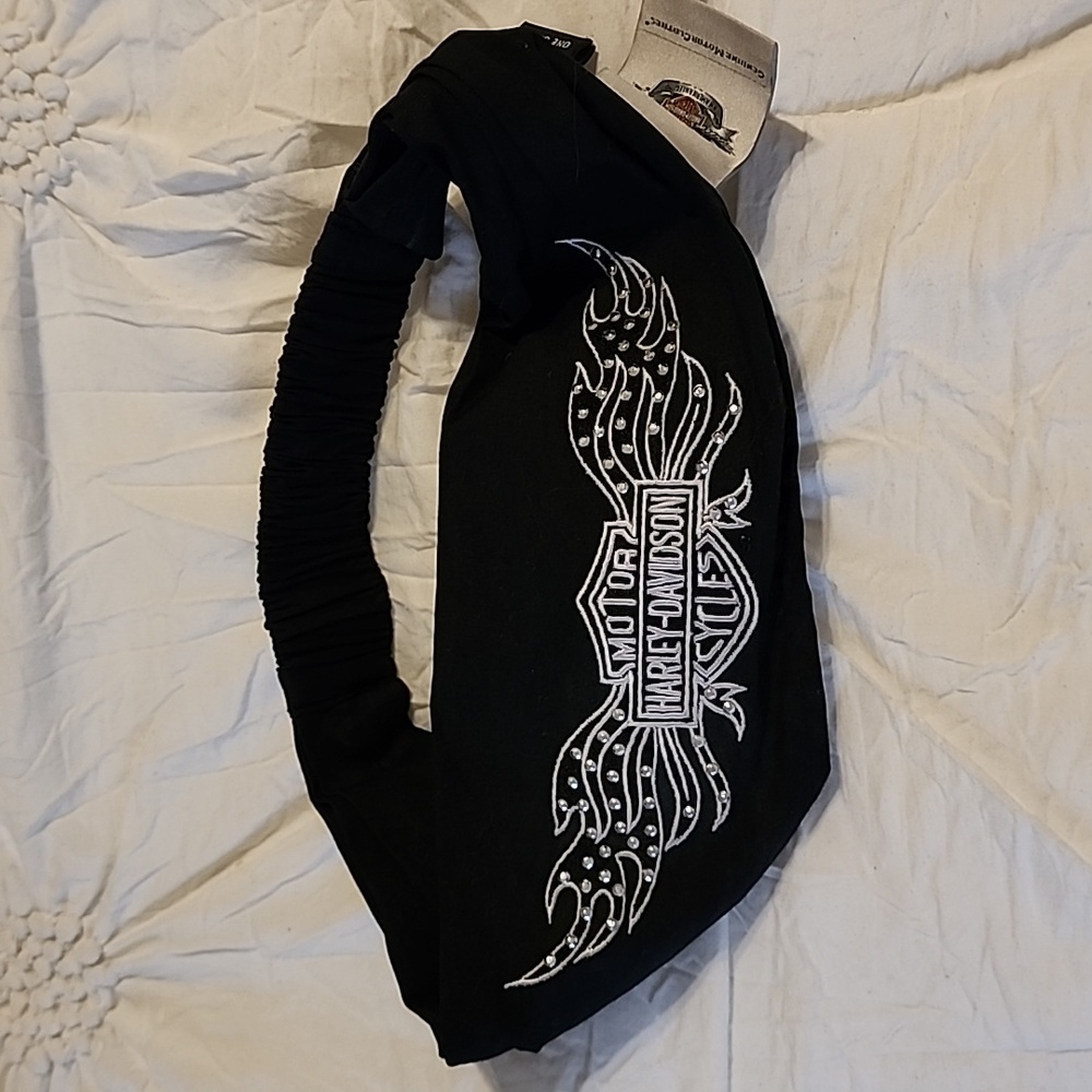 WOMENS HARLEY DAVISON BANDANA WITH ELASTIC BAND VERY PRETTY AND STUD AND SPARKLE